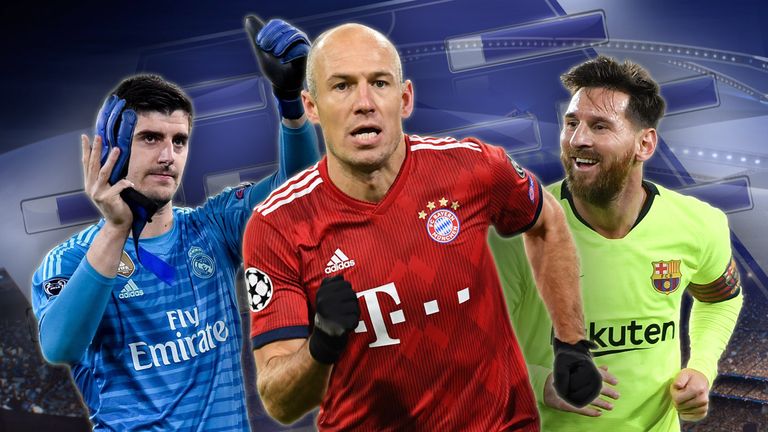 Thibaut Courtois, Arjen Robben und Lionel Messi (v.l.n.r.) schafften es allesamt in die CL-Topelf des 5. Spieltags. 