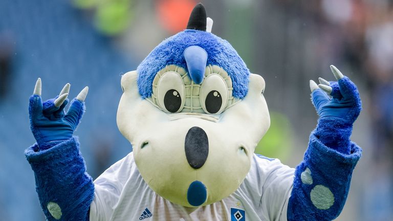 Dino ist das Maskottchen des Hamburger SVs.