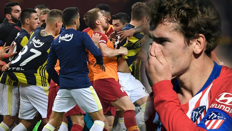Während das Istanbul-Derby in einer Schlägerei endet, verspielt Antoine Griezmann mit Atletico Madrid den Sieg.