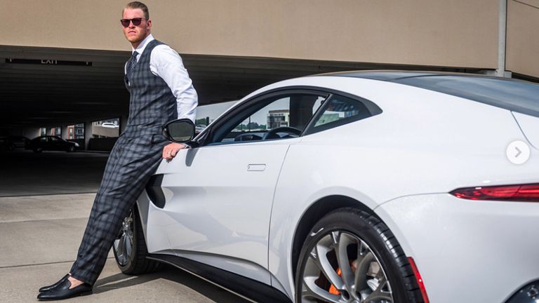 Kyle Rudolph, Tight End der Minnesota Vikings, hat ein PS-starkes Ritual.