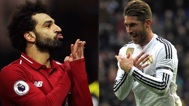 Mo Salah imitiert offenbar den Jubel von Sergio Ramos.