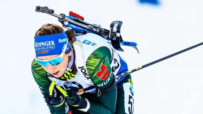 Franziska Preuß feiert in Ruhpolding ersten Weltcup-Sieg.