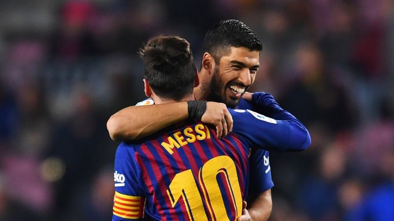 Neben Messi (l.) und Suarez (r.) trifft auch Dembele für Barcelona.