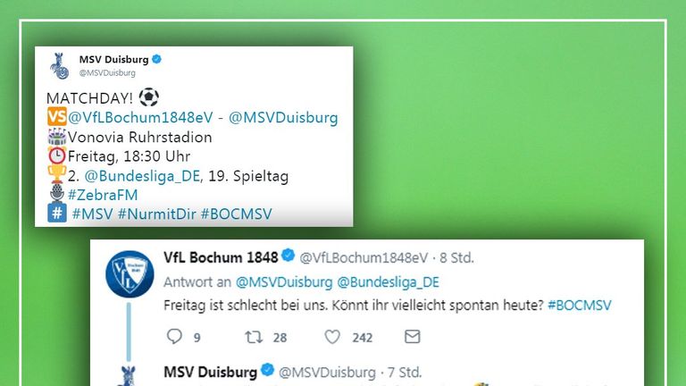 Der MSV Duisburg und der VfL Bochum liefern sich ein kleines Gefecht auf Twitter.