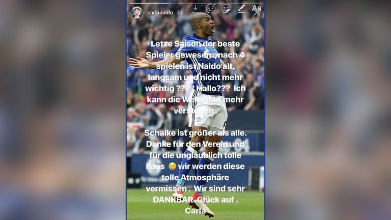 Naldos Frau reagiert auf Instagram gereizt