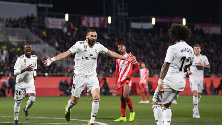 Real Madrid gewinnt das Viertelfinal-Rückspiel in Girona mit 3:1 - Doppeltorschütze Benzema war am Sieg maßgeblich beteiligt.