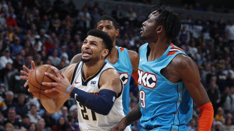 Jamal Murray (l.) und die Denver Nuggets siegen im Topspiel gegen Oklahoma City Thunder.