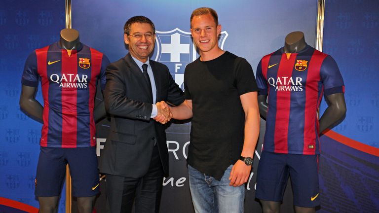 Barcelona-Präsident Josep Bartomeu mit Marc-Andre ter Stegen