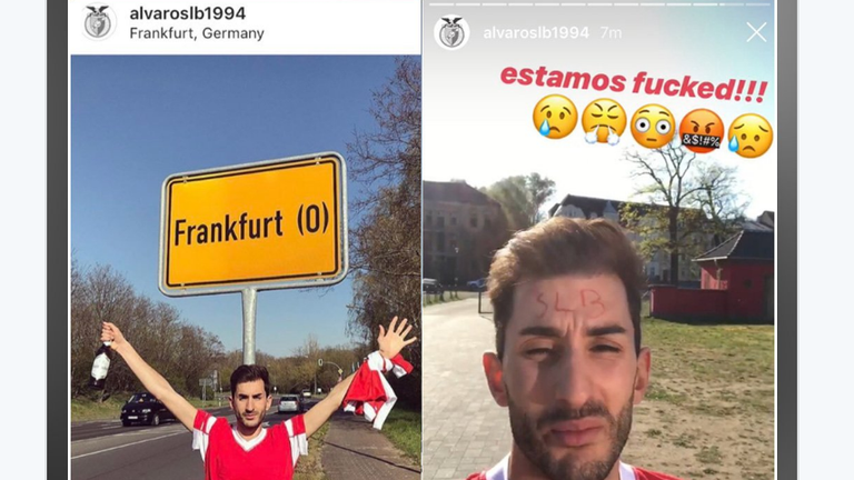 Benfica-Fans fahren ins falsche Frankfurt (Quelle: Instagram: alvaroslb1994).
