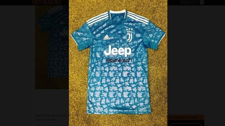 So soll das neue dritte Trikot von Juventus Turin aussehen - mit blau-weißem Design (Quelle: Footyheadlines.com).