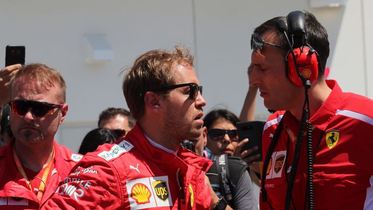 Ferrari-Pilot Sebastian Vettel brodelt beim GP von Kanada mächtig. 