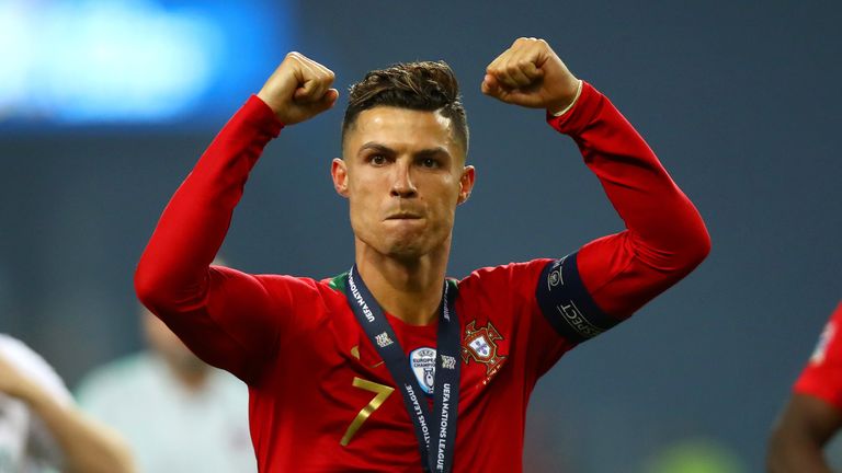 Cristiano Ronaldo celebrates Portugal's Nations League triumph