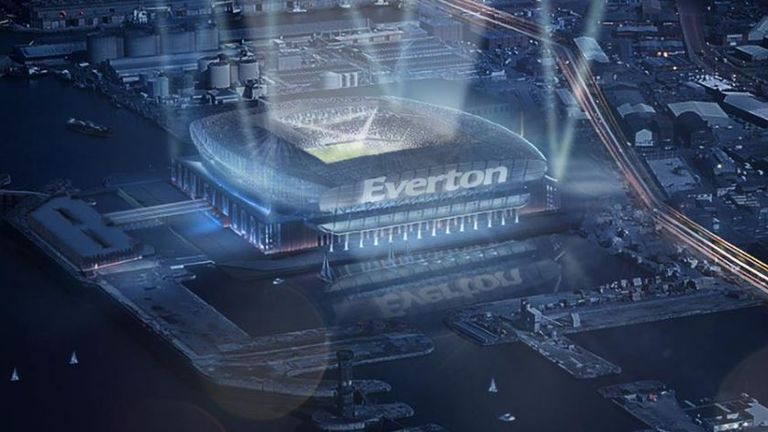 Der Blick von oben auf das beleuchtete Stadion (Quelle: Homepage FC Everton).