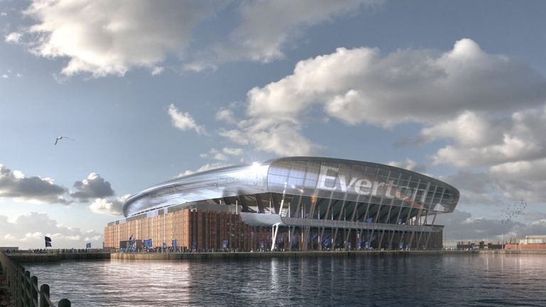 Eine Auffälligkeit des neuen Everton-Stadions ist die Außenfassade, die eine Kombination aus Ziegelsteinen (vor allem im unteren Bereich - im Bild links zu sehen), Stahl sowie Glas (vor allem im Dachbereich) darstellt (Quell: Homepage FC Everton).