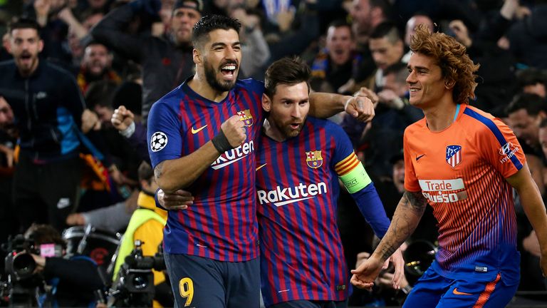 Luis Suárez (l.), Lionel Messi (M.), Antoine Griezmann - (FC Barcelona) - 2019-aktuell