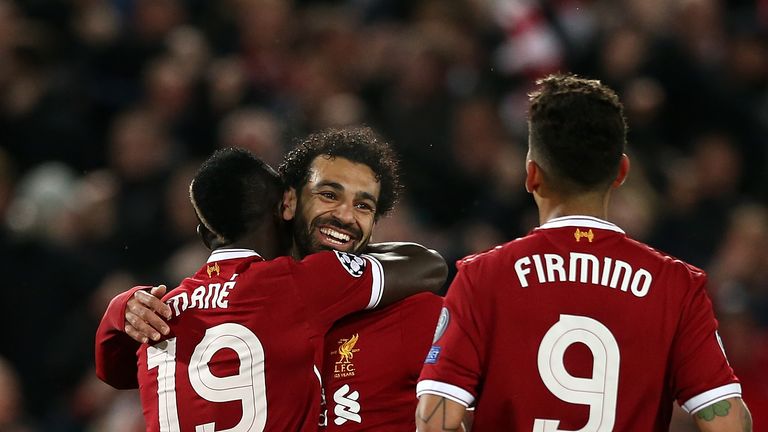 Mohamed Salah (M.), Roberto Firmino (r.), Sadio Mane - (FC liverpool) - 2017-aktuell