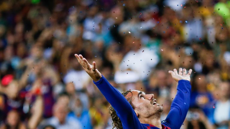 Konfetti-Fiesta: Die neue Jubelpose von Barca-Stürmer Antoine Griezmann. 