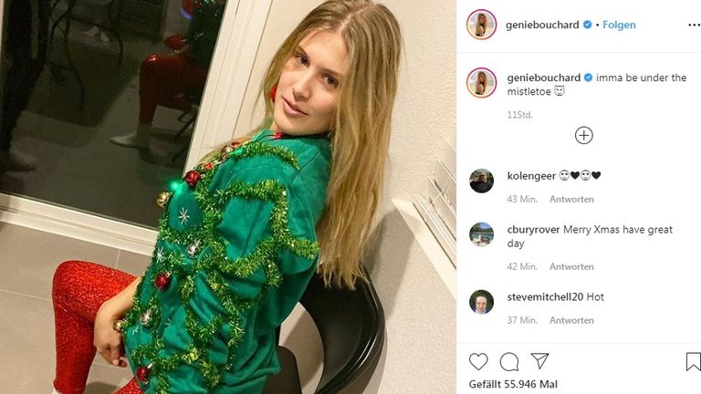 Tennisspielerin Eugenie Bouchard setzt ihre Reize auch an Weihnachten ein. (Quelle: instagram.com/geniebouchard)