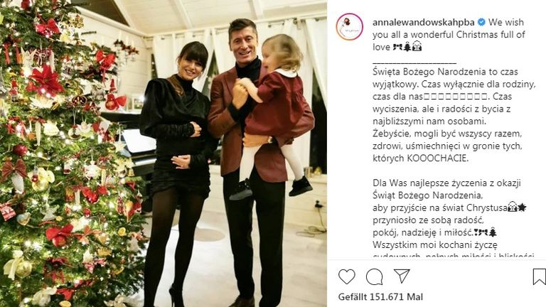 Bayern-Stürmer Robert Lewandowski und Frau Anna haben sich besonders rausgeputzt. (Quelle: instagram.com/annalewandowskahpba)