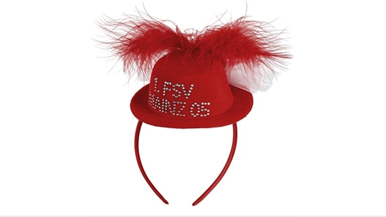 Dazu passend gibt es auch einen etwas auffälligeren Kopfschmuck - den Haarreif mit Hut gibt es für 9, 95 Euro (Bildquelle: mainz05.de).