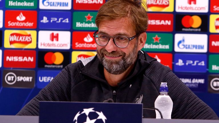 Liverpools Teammanager Jürgen Klopp spricht vor dem Spiel bei Atletico. 