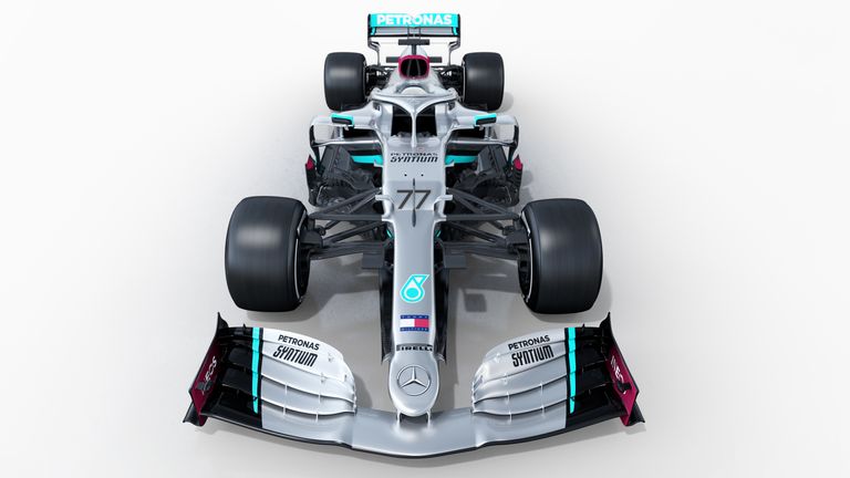 So sieht der neue Mercedes-AMG F1 W11 von vorne bzw. von oben aus (Quelle: Mercedes Benz)