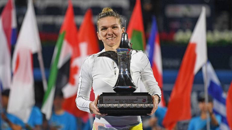 Die Rumänin  Simona Halep gewinnt das WTA-Turnier in Dubai gegen die Kasachin Jelena Rybakina.