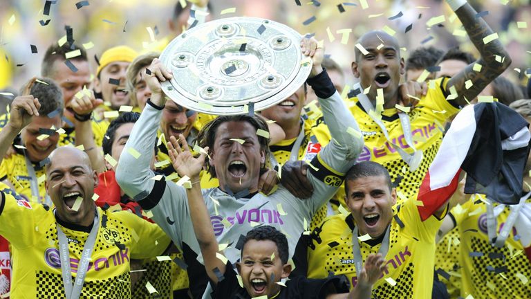 5. Mai 2012:  Borussia Dortmund feiert nach dem Spiel gegen Freiburg (4:0) die zweite Meisterschaft unter Jürgen Klopp.