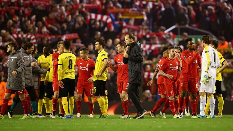Dort trafen die Reds auf den BVB unter Klopp-Nachfolger Tuchel. Nach einem 1:1 im Hinspiel in Dortmund folgt ein irres 4:3 in Anfield. 