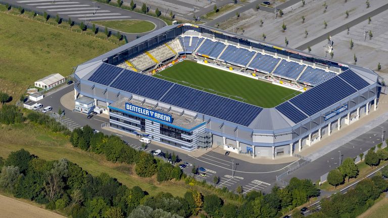 SC Paderborn: Das Stadion des SCP trug bereits die Namen paragon arena (2008–2009), Energieteam Arena (2009–2012) und heute Benteler Arena.