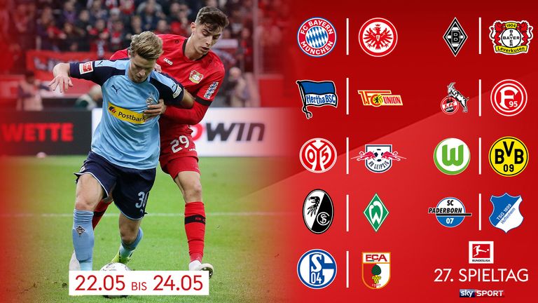 Das sind die weiteren Partien am 27. Spieltag. Das Rhein-Derby zwischen Köln und Düsseldorf gehört an diesem Spieltag ebenfalls zu den Top-Spielen.