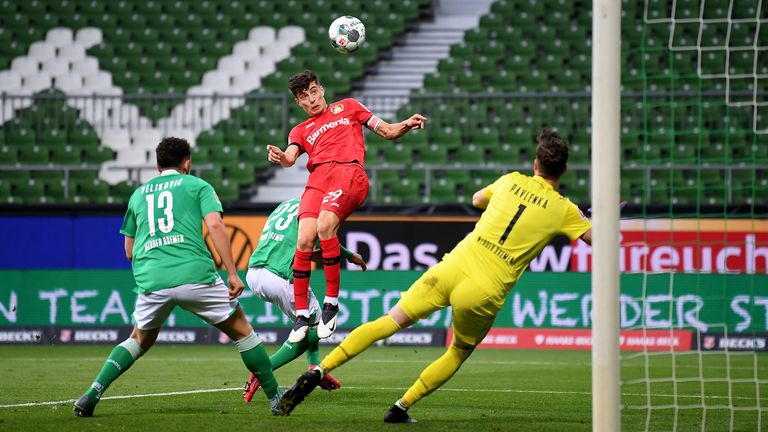 Kai Havertz steuerte beim 4:1-Bayer-Sieg gegen Werder Bremen zwei Treffer mit dem Kopf bei.
