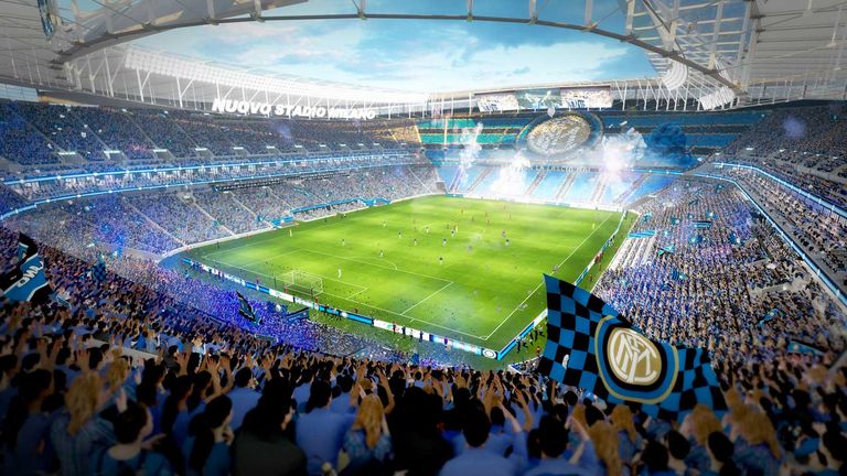 Entwurf 2: The Rings of Milano
Bei Inter-Heimspielen könnte das Stadion so aussehen.