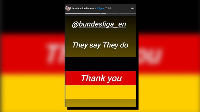 Zlatan Ibrahimovic freut sich, dass die Bundesliga wieder startet und lässt dies seine Fans in einer Story bei Instagram wissen.