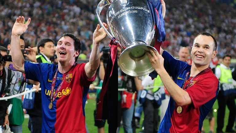 Trainer Pep Guaridola führte den FC Barcelona 2009 zum Triple. Das Champions-League-Finale gegen Manchester United gewann Barca mit 2:0. Samuel Eto’o und Lionel Messi sorgten für die Tore im Stadio Olimpico von Rom.