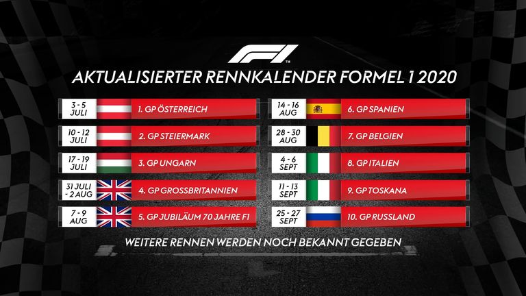 Folgende Rennen sind in der Formel 1 bereits terminiert.