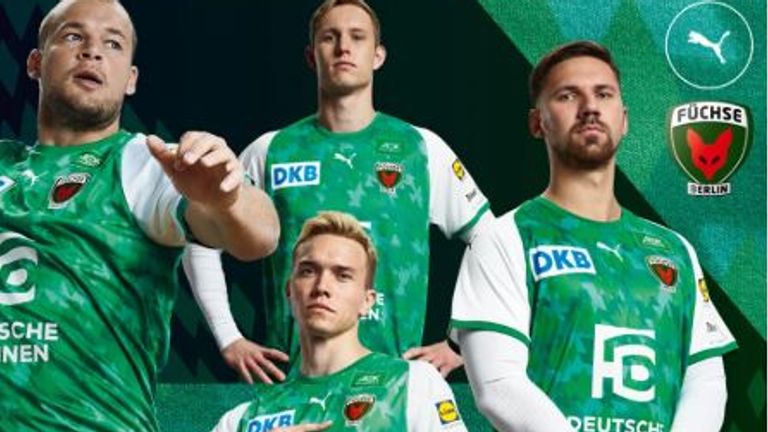 Füchse Berlin - In der neuen Saison gibt es einen neuen Ausrüster für den Hauptstadtklub. Die grünen Trikots mit weißen Ärmeln sind von Puma. (Bildquelle: Onlineshop Füchse Berlin)