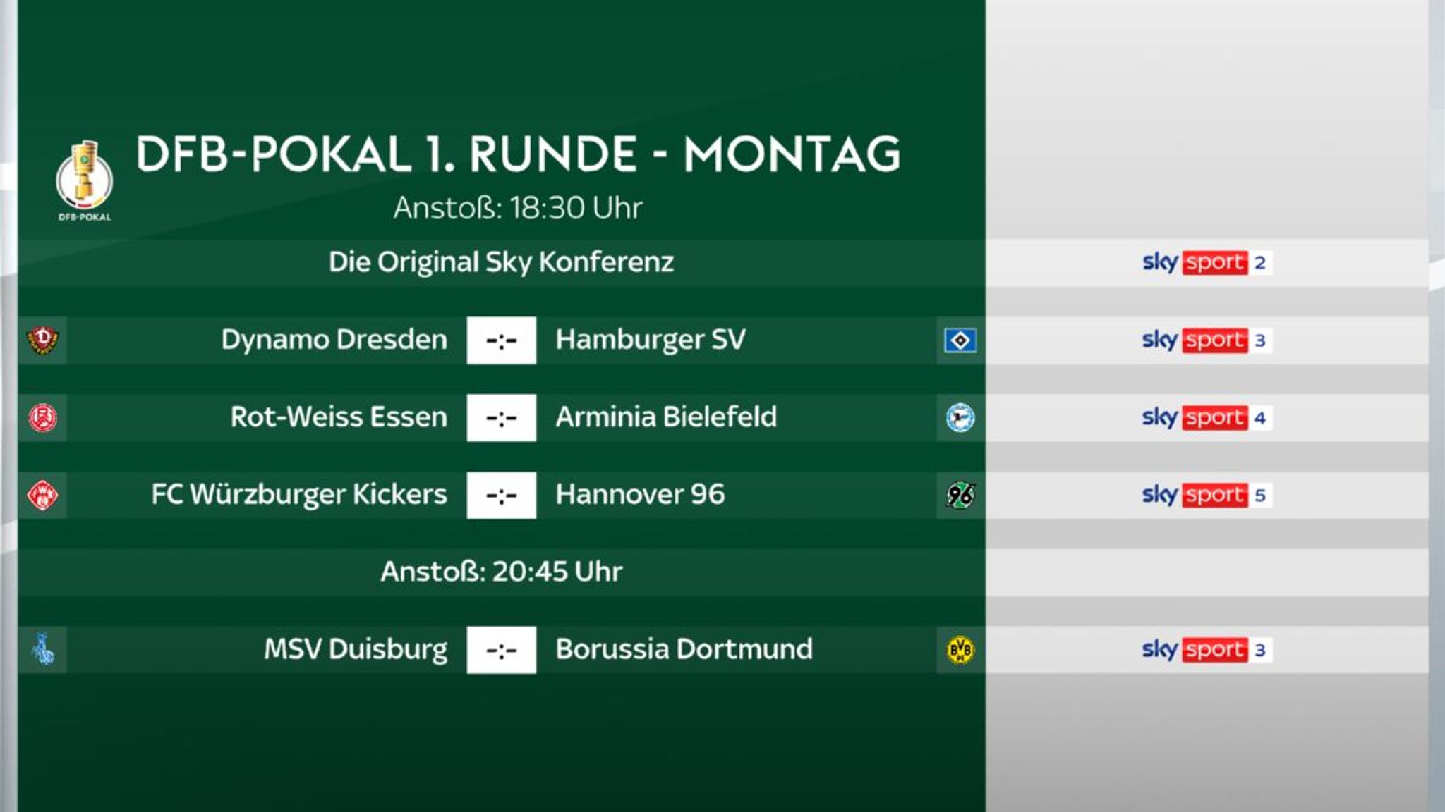 DFB Pokal 2020: 1. Runde Live Im TV & Stream - Übertragung, Spielplan ...