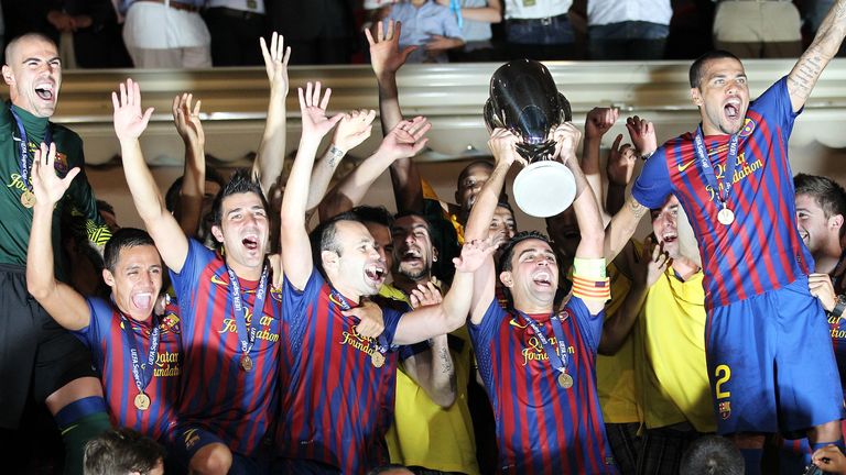 Saison 2011/2012: FC Barcelona gegen FC Porto (2:0). Tore: Lionel Messi (1:0, 39. Min), Cesc Fabregas (2:0, 87. Min). Austragungsort: Stade Louis II. Zuschauerzahl: 18.048. Datum: 26.08.2011. Uhrzeit: 20:45 Uhr. 