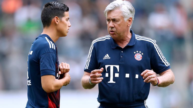 James Rodriguez und Carlo Ancelotti arbeiteten einst beim FC Bayern zusammen.