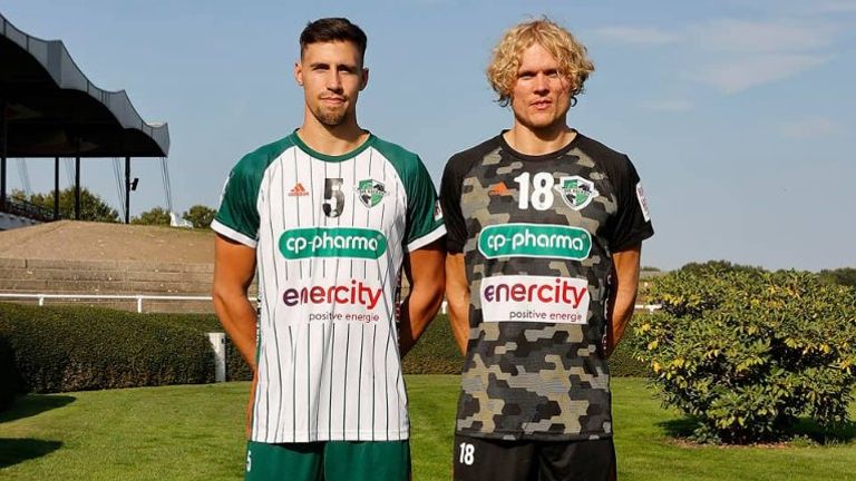 TSV Hannover-Burgdorf - Ivan Martinovic im weiß-grünen Heimtrikot sowie Alfred Jönsson im Camouflage-Auswärtsdress. Quelle: Instagram/TSV