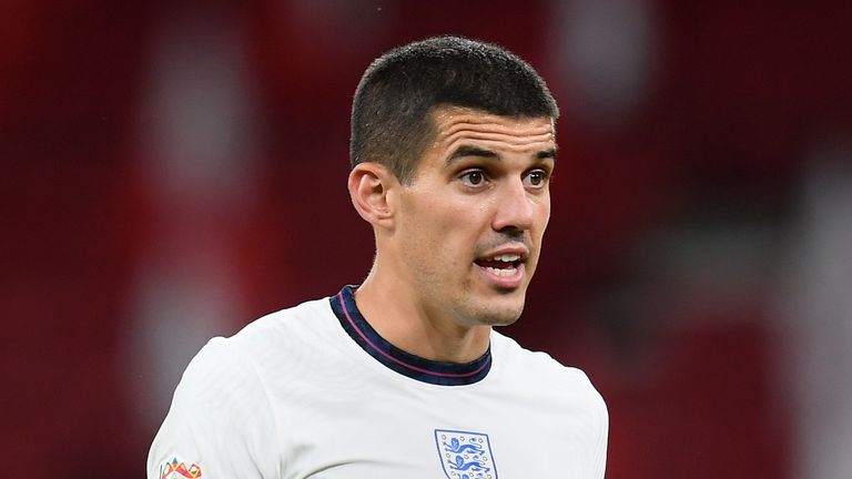Conor Coady on debut for England against Denmark