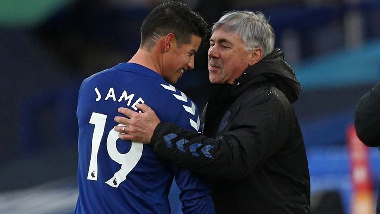 Auch beim FC Everton ein erfolgreiches Gespann: James Rodriguez und Carlo Ancelotti.