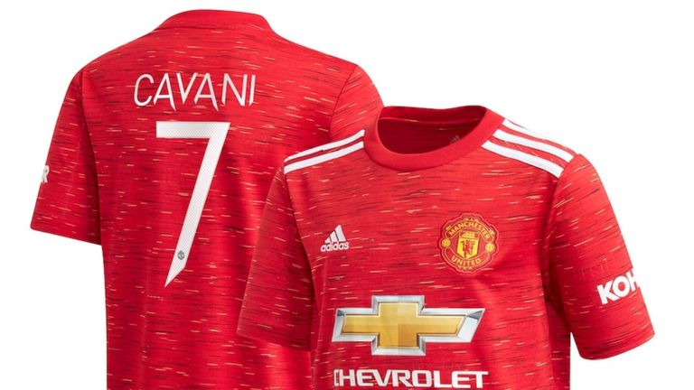 Edinson Cavani geht bei Manchester United mit der Nummer sieben auf Torejagd. (Bildquelle: store2.manutd.com)
