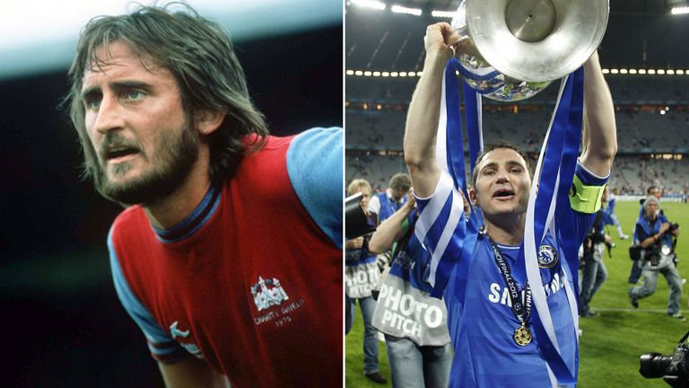 Frank (l.) und Frank (r.) Lampard tragen nicht nur den identischen Namen, sie zudem spielten beide für die englische Nationalmannschaft und begannen ihre Karriere bei West Ham United. 