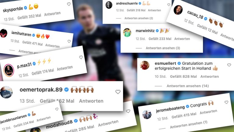 Viele ehemalige und aktuelle Mitspieler gratulieren Mario Götze zum erfolgreichen Debüt bei der PSV.