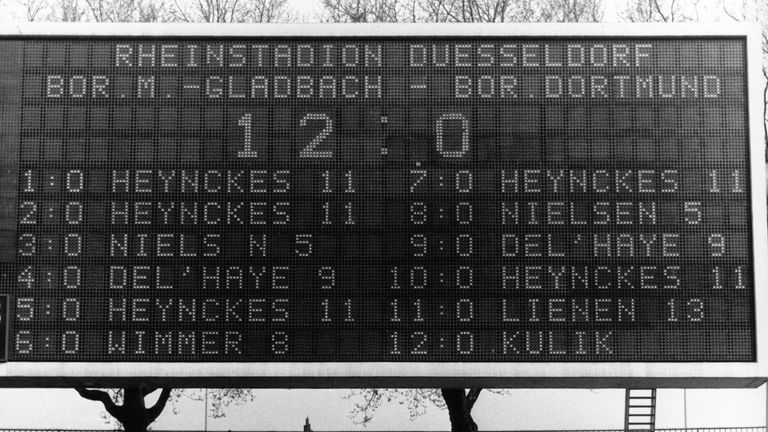 Deutschland - Bundesliga: Borussia Mönchengladbach gegen Borussia Dortmund 12:0 (29.4.1978)