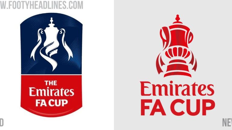 Alt und Neu im Vergleich: Der englische Fußballverband hat dem Emirates FA Cup, dem ältesten nationalen Pokalwettbewerb der Welt, ein neues Gesicht gegeben. Quelle: Screenshot/Footyheadlines
