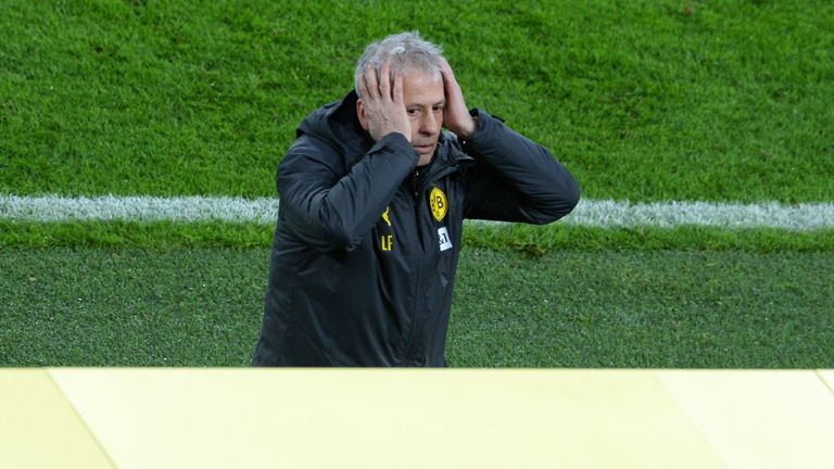 BVB-Trainer Lucien Favre zeigte sich entsetzt bei der Niederlage gegen Köln.