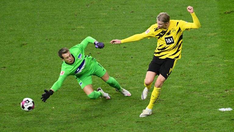 Erling Haaland erzielt gegen Hertha BSC vier Tore. 